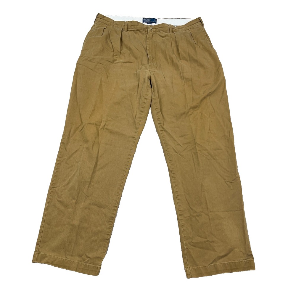 Polo Ralph Lauren Chino Pants Men 40x32 Tan Brown Andrew Pleated Dress Slacks